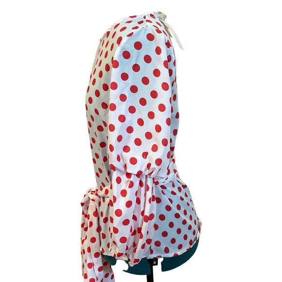 New York & Company Blouse Red Polka Dots 100% Polyester Women's Size S (NWT) - Picture 6 of 16